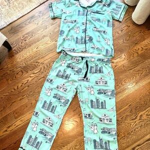 Katie Kime Pajamas in blue with Nashville Prints
